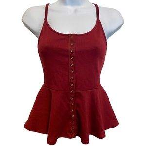 URBAN OUTFITTERS Red Peplum Top Size S